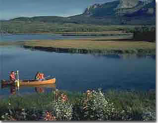 Photograph of canoeing on Lower Waterton Lake in Waterton Park.