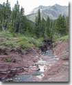 Scenic Red Rock Canyon in Waterton Lakes National Park.